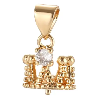Crown Pearl Pendant with Empty Support & White Gold Beads
