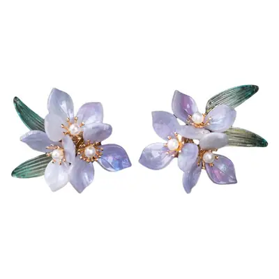 Purple U-Shaped Hairpin for Women Fresh Floral Hair Accessories