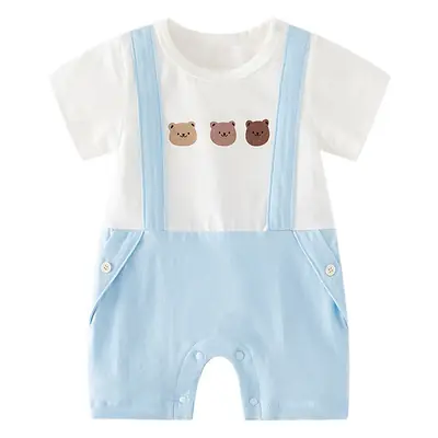 Baby Bear Printed Shorts Set Striped Top Overalls