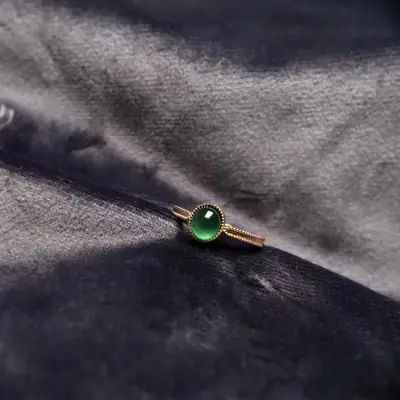 Green Chalcedony Open Ring Women's Gold Plated
