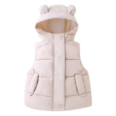 Children's Hooded Cartoon Vest Black Puffer