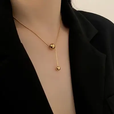 Golden Ball Titanium Necklace for Women