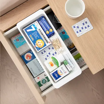 Retractable Drawer Partition for Medicine Stationery Storage
