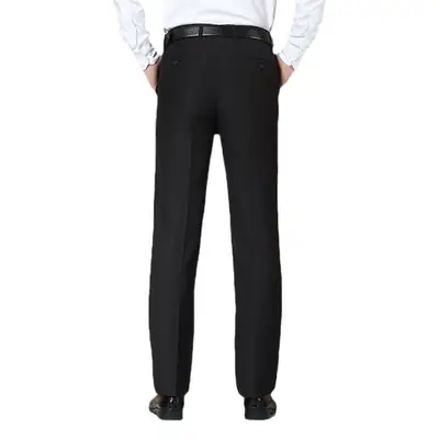 Men's Spring Autumn Stretch Pants Black Middle-aged