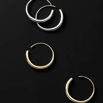 Glossy Silver Ring Earrings Japanese Korean Style