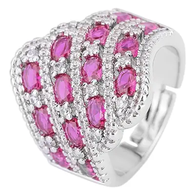 Exaggerated Geometric Zircon Ring for Women