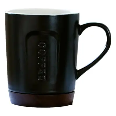 Modern Ceramic Coffee Cup with Wooden Base