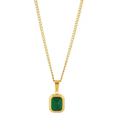 18K Gold Emerald Pendant Necklace for Women