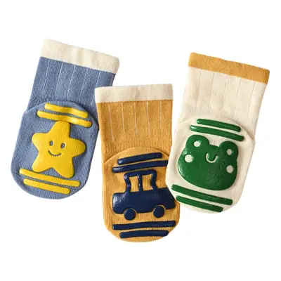 Baby Non-Slip Floor Socks Blue Yellow Star Design