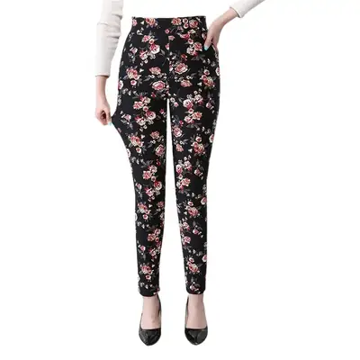 Fleece-lined Warm Slim Fit Cotton Pants Women's Winter Leggings