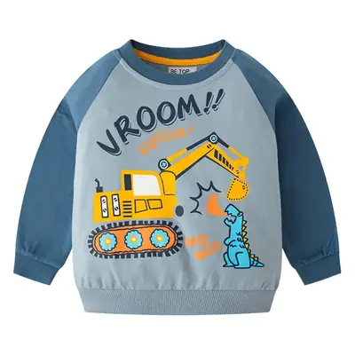 2025 Kids Cartoon Sweater Green Black Pure Cotton Raglan Sleeve Top
