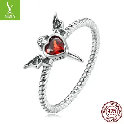 Silver charm explosions dark wind wings twist ring men's and women's European and American personality 925 silver ring jewelry SCR867