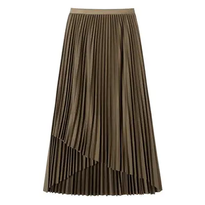 Women Pleated Irregular Skirt Set Autumn Long Swing