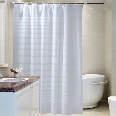 White PEVA Waterproof Shower Curtain for Bathroom