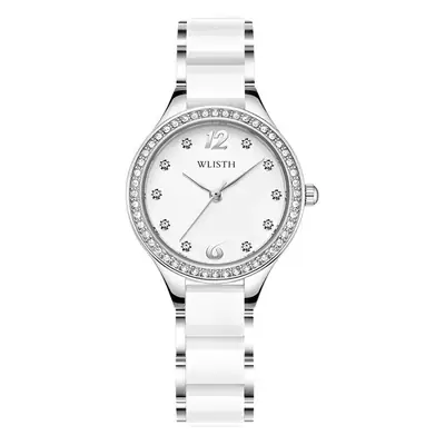 Women's Swiss Quartz Watch White Rose Gold Diamond Band