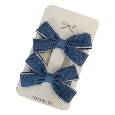 Blue Velvet Denim Hair Clips for Girls