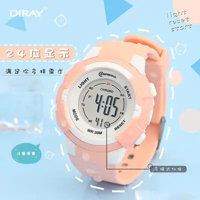 Waterproof Luminous Women's Digital Watch Black Blue