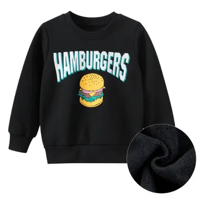 Kids Fleece Hamburger Crewneck Sweatshirt Black
