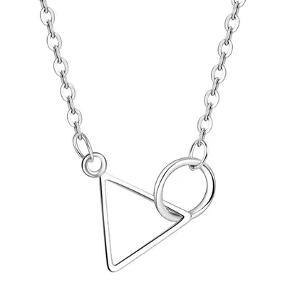 Silver Geometric Triangle Circle Necklace for Women
