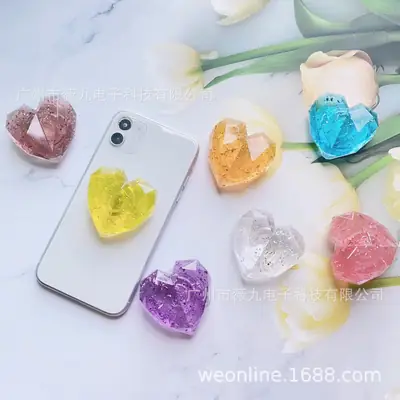 Heart Shaped Diamond Decorative Stand for Desktop & Mobile Phone Holder