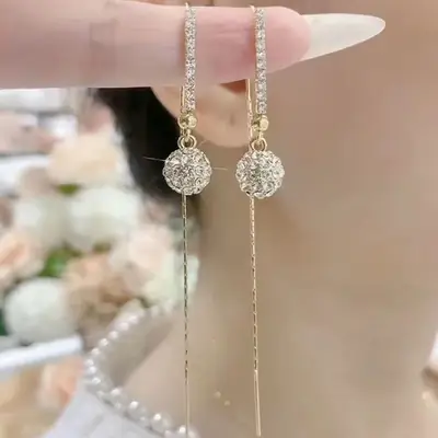 Women's Cold Style Diamond Ball Earline Earrings