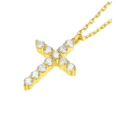 925 Sterling Silver Cross Necklace with Full Diamonds