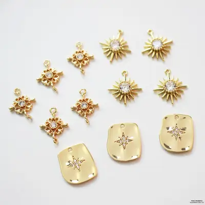 Copper Plated 18K True Gold Diamond Earrings Set