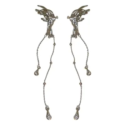 Butterfly Earrings with Sparkling Tassels for Women