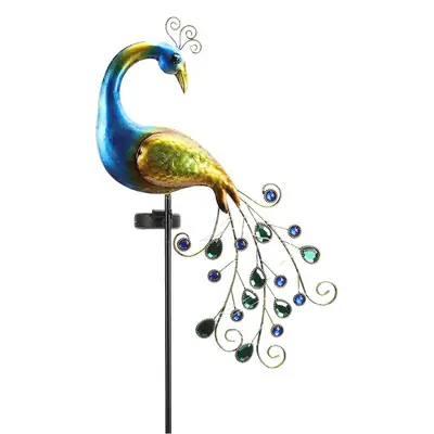 Peacock Floor Lamp with Crystal Accents