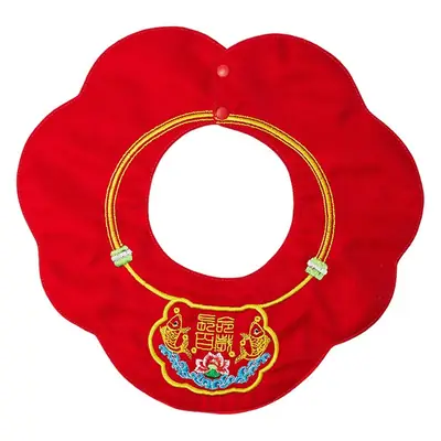 Red Embroidered Baby Shoulder Bib with Tiger Design