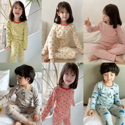 New Autumn Winter Kids Thermal Underwear Set Printed Base Layer