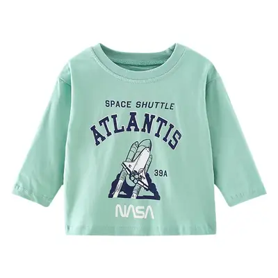 Children's Space Shuttle Long Sleeve T-Shirt Mint Blue