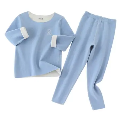 24 Home Underwear Set Blue Velvet Women Men Autumn Winter Seamless