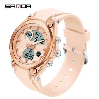 Sanda Sport Watch Black Digital Multifunctional Sports Wear
