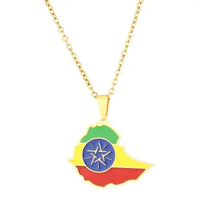 Stainless Steel Ethiopian Drip Oil Necklace for Men Women
