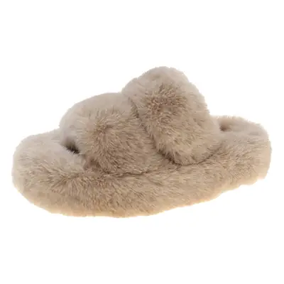 Internet Popular Fluffy Slippers Women's Candy Color Autumn and Winter Indoor Wear Warm Fluffy Cotton Slippers for Home and Exterior
