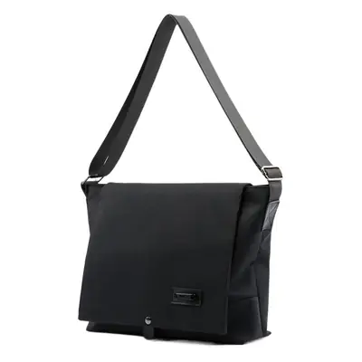 Men's Black Water-Repellent Oxford Crossbody Bag
