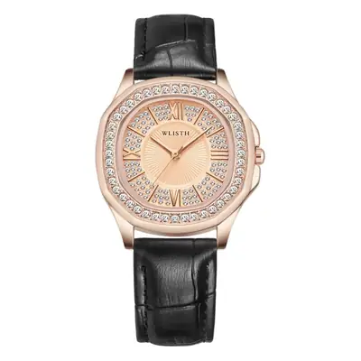 Women's Red Leather Watch with Crystal Band