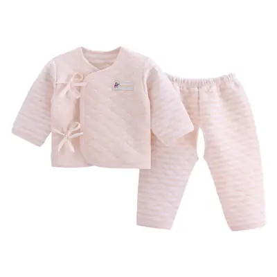 Newborn Lace-up Underwear Set Pink Striped