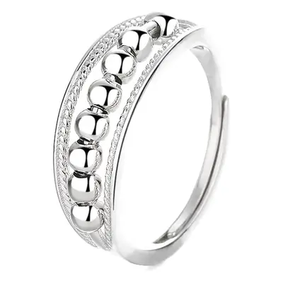 Cross-border s925 sterling silver anxiety decompression beaded ring open wish Amazon AliExpress sterling silver ring