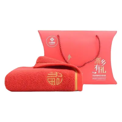 Red Cotton Face Towel for Men Women Couple Wedding Gift