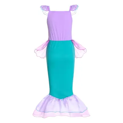 Girls Mermaid Dress Purple Aqua Fishtail Halloween Cosplay