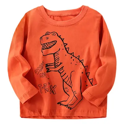 Orange Dinosaur Long Sleeve T-Shirt for Boys