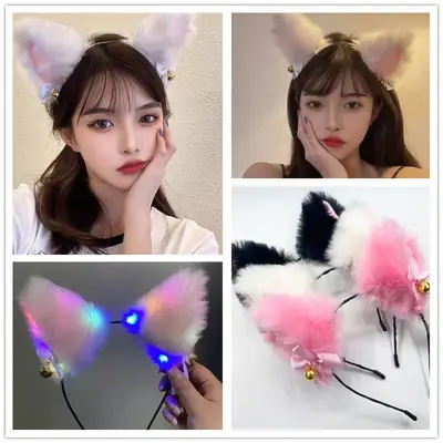 Pink Fox Ear Binds with LED Light & Bow