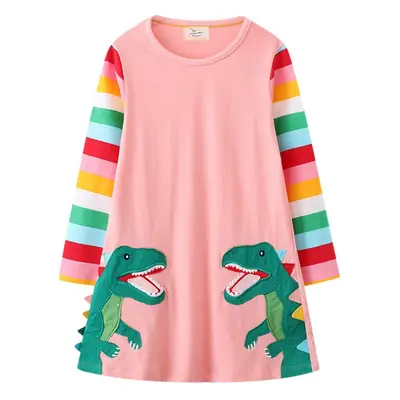 Girls Pink Dinosaur Long Sleeve T-Shirt 2025