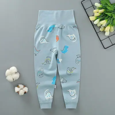 Blue Printed High-Waist Pants for 0-5Yrs Underwear