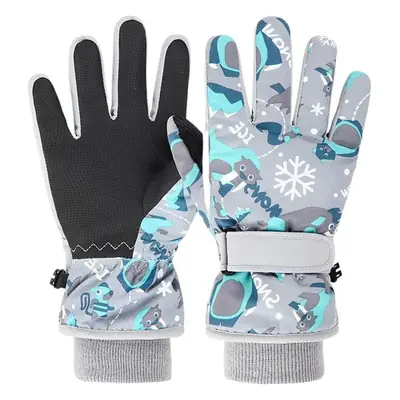 Winter Snow Gloves for Kids Cartoon Warm Five Finger