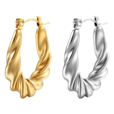18K Gold & Silver Twist Earrings for Women