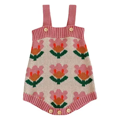 Knitted Romantic Flower Baby Girl Jacket Set Pink Green