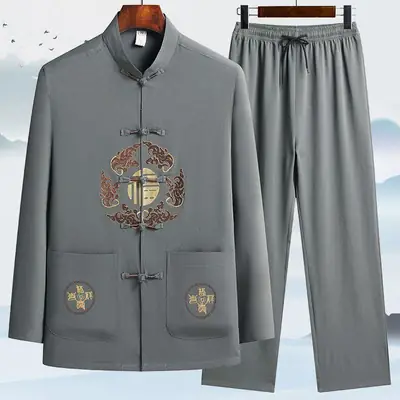 Men's Maroon Tang Suit with Embroidered Coat